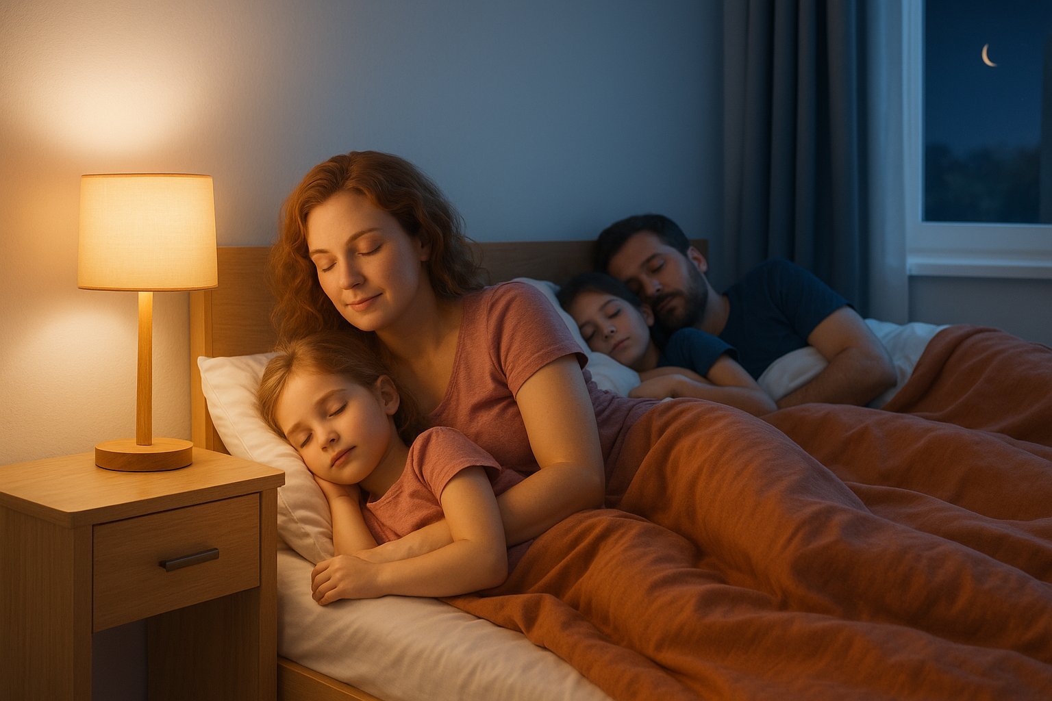 Conforto e descanso: iluminação que se adapta à rotina de sono da família.